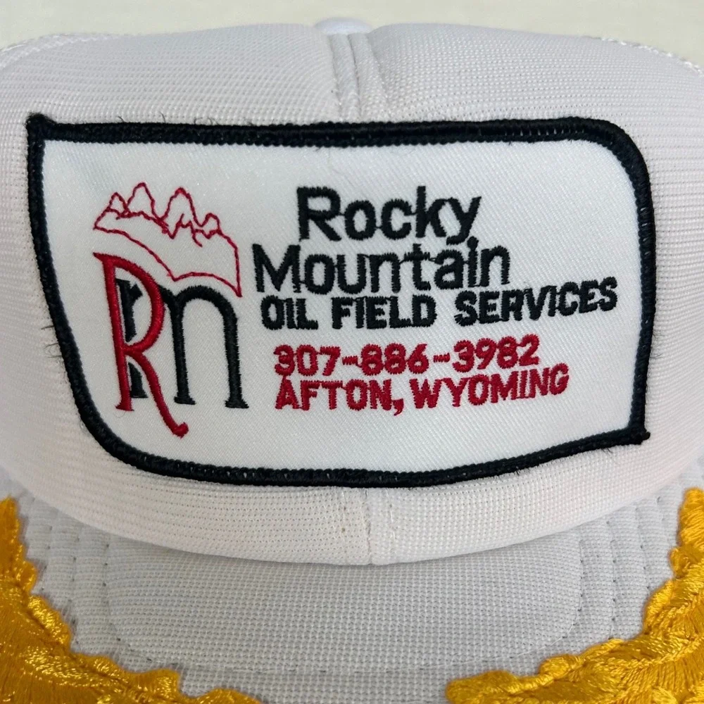 VTG Rocky Mountain Oil Field Services Trucker Hat White Mesh RN Logo Wyoming USA